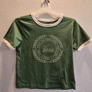 Vans Green Ringer Graphic Tee Womens‎ Medium Authentic Original 1966